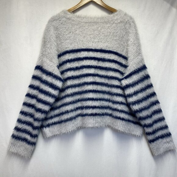 La Ligne x Target Fuzzy Yarn Striped Crewneck Sweater Women Size 1X Multicolor - Picture 2 of 11